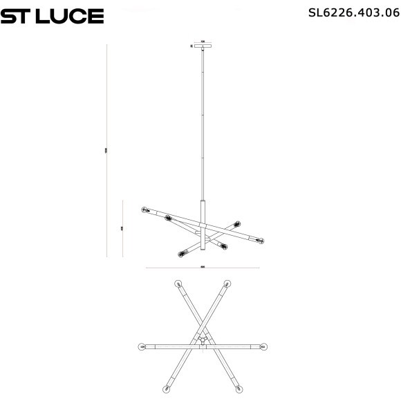 SL6226.403.06 Светильник подвесной ST-Luce Черный, Коричневый E14 6*40W CORK