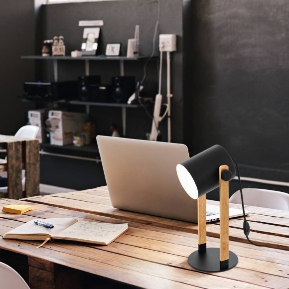 43047 Настольная лампа HORNWOOD, 1х28W (E27), L210, B180, H420, основа ?180, сталь, черный, кремовый 43047 Настольная лампа HORNWOOD, 1х28W (E27), L210, B180, H420, основа ?180, сталь, черный, кремовый