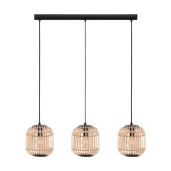 43217 Подвес BORDESLEY, 3x28W (E27), L910, H400, сталь, черный/дерево, натуральный
