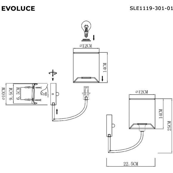 SLE1119-301-01 Светильник настенный Латунь/Шампань E14 1*40W ELLISSE