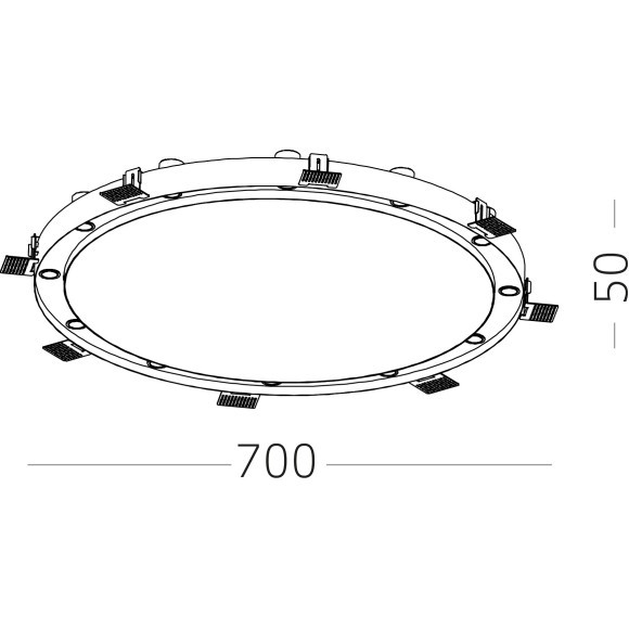 ST706.448.45 Св-к встр. Белый LED 9*5W 4000K 4 050Lm Ra90 38° IP20 D700xH50 220-240V Встраиваемые светильники