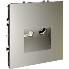 VLS060704 Розетка компьютерная RJ45 и ТV Телевизионная оконечная для антренных кабелей RG6 или РК 75-4,8-31. Патчкорд категории 6Е (для проводов CAT5-CAT6 до 10 Гбит/сек) шелкового цвета VOLTUM S70 (шелк)