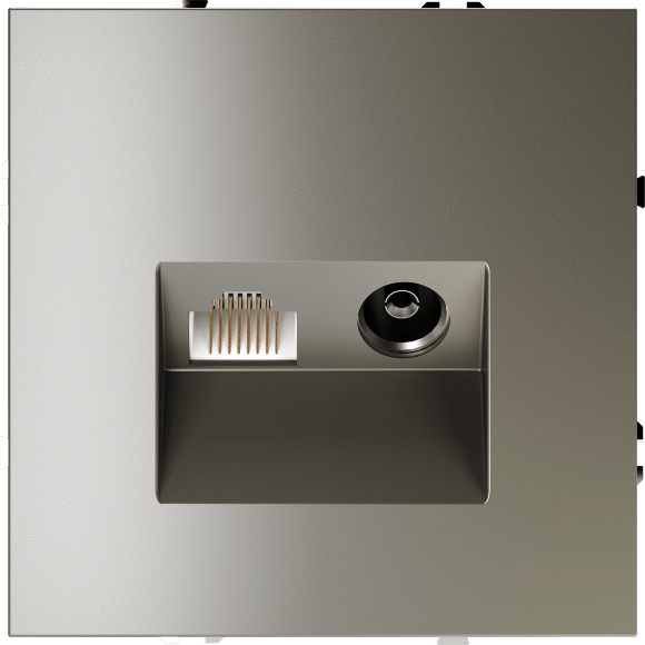 VLS060704 Розетка компьютерная RJ45 и ТV Телевизионная оконечная для антренных кабелей RG6 или РК 75-4,8-31. Патчкорд категории 6Е (для проводов CAT5-CAT6 до 10 Гбит/сек) шелкового цвета VOLTUM S70 (шелк)