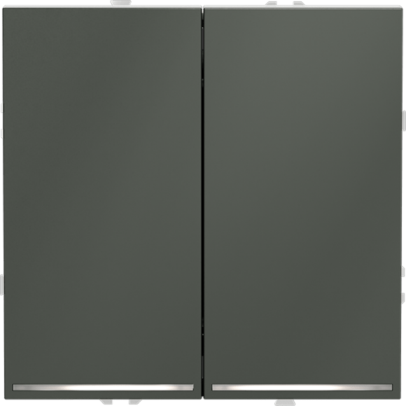 VLS020406 Проходной выключатель (переключатель) двухклавишный с подсветкой встраиваемый титанового цвета 10А (2200 Ватт) VOLTUM S70 (титан)