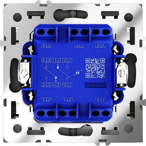 VLS020406 Проходной выключатель (переключатель) двухклавишный с подсветкой встраиваемый титанового цвета 10А (2200 Ватт) VOLTUM S70 (титан)