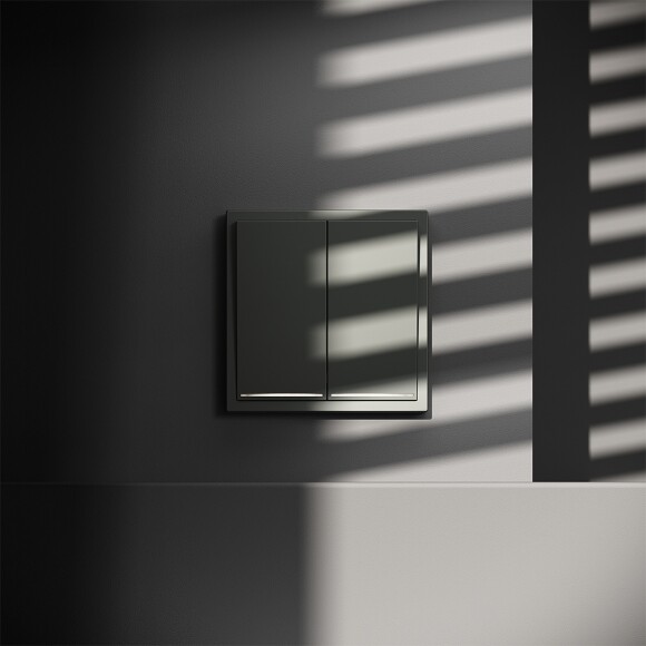 VLS020406 Проходной выключатель (переключатель) двухклавишный с подсветкой встраиваемый титанового цвета 10А (2200 Ватт) VOLTUM S70 (титан)