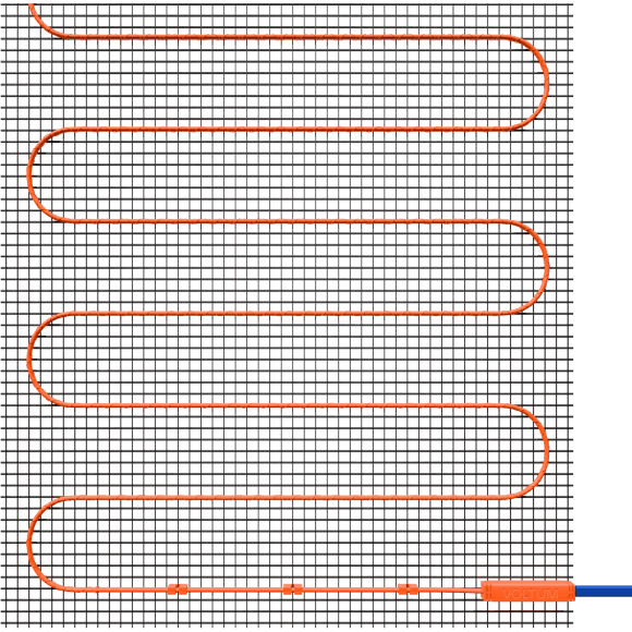 VLT01-200-10 Нагревательный мат (Теплый пол) длиной 20 метров и шириной полметра (0,5 метра) Voltum Т200 мощность 2000Вт 200Вт/м², двужильный экранированный кабель, клеевая основа, укладка в плиточный клей/стяжку, гарантия 25 лет