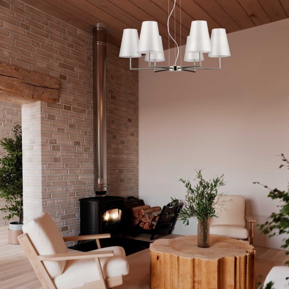 SLE105903-06 Светильник подвесной Никель/Белый E14 6*40W BELLINO