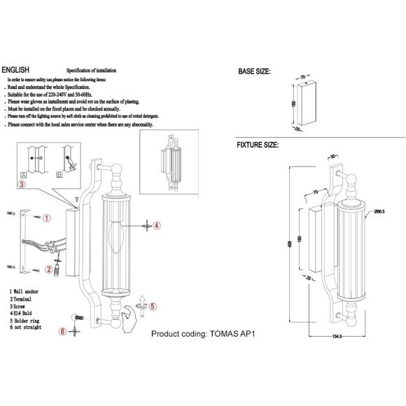 Бра Crystal Lux TOMAS AP1 GOLD