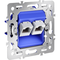 VLS0602M Механизм розетки компьютерной двойной RJ45+RJ45 патчкорд категории 6Е (для проводов CAT5-CAT6 до 10 Гбит/сек), VOLTUM S70