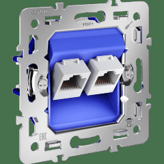 VLS0602M Механизм розетки компьютерной двойной RJ45+RJ45 патчкорд категории 6Е (для проводов CAT5-CAT6 до 10 Гбит/сек), VOLTUM S70