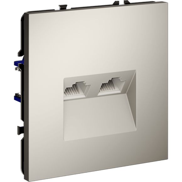 VLS060203 Розетка компьютерная двойная RJ45+RJ45 категории 6Е (для проводов CAT5-CAT6 до 10 Гбит/сек) кашемирового цвета VOLTUM S70 (кашемир)