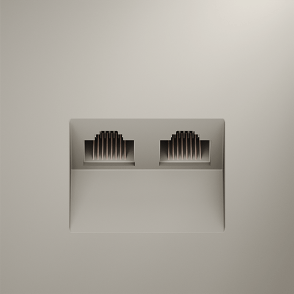 VLS060203 Розетка компьютерная двойная RJ45+RJ45 категории 6Е (для проводов CAT5-CAT6 до 10 Гбит/сек) кашемирового цвета VOLTUM S70 (кашемир)