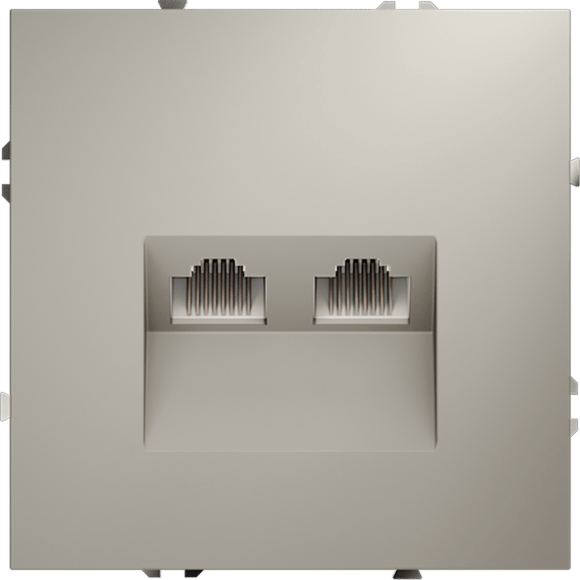 VLS060203 Розетка компьютерная двойная RJ45+RJ45 категории 6Е (для проводов CAT5-CAT6 до 10 Гбит/сек) кашемирового цвета VOLTUM S70 (кашемир)