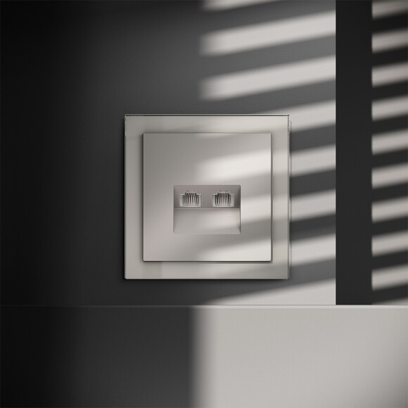 VLS060203 Розетка компьютерная двойная RJ45+RJ45 категории 6Е (для проводов CAT5-CAT6 до 10 Гбит/сек) кашемирового цвета VOLTUM S70 (кашемир)