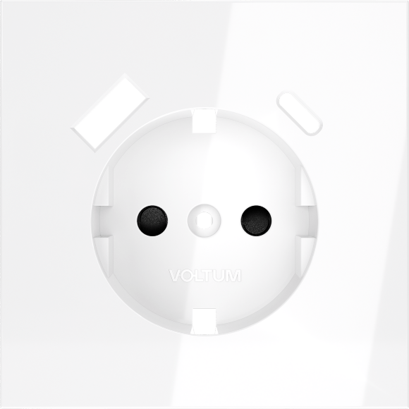 VLS001001 Накладка для розетки с заземлением и защитными шторками, с зарядкой от USB (ТИП С + ТИП A) белого глянцевого цвета VOLTUM S70 (белый глянцевый)
