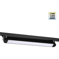 Novotech ITER 359792 Черный однофазный двухжильный трековый светильник длиной 46см, поворотный плафон, с CCT переключением цветовой температуры LED 24Вт 2032Лм CRI≥90 113° 2700-3200-4000К IP20 220V