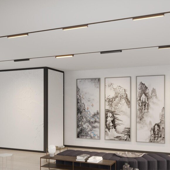 Novotech ITER 359792 Черный однофазный двухжильный трековый светильник длиной 46см, поворотный плафон, с CCT переключением цветовой температуры LED 24Вт 2032Лм CRI≥90 113° 2700-3200-4000К IP20 220V