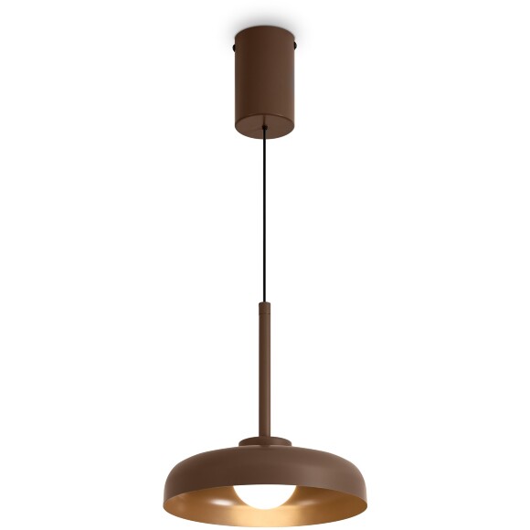 Freya Movement FR5602PL-L5BR Светильник подвесной светодиодный, с фиксируемой высотой, коричневое основание и металлический плафон диаметром 18см, CCT перекл. цветовой температуры, 7Вт 2700;3000;4000K 500Лм CRI80 120° IP20 220V