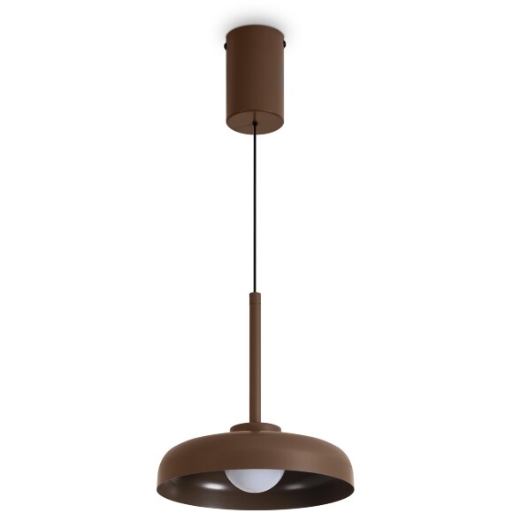 Freya Movement FR5602PL-L5BR Светильник подвесной светодиодный, с фиксируемой высотой, коричневое основание и металлический плафон диаметром 18см, CCT перекл. цветовой температуры, 7Вт 2700;3000;4000K 500Лм CRI80 120° IP20 220V