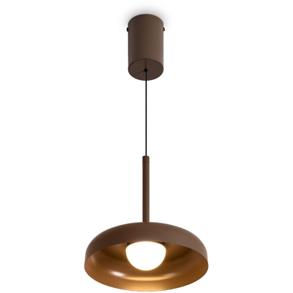 Freya Movement FR5602PL-L5BR Светильник подвесной светодиодный, с фиксируемой высотой, коричневое основание и металлический плафон диаметром 18см, CCT перекл. цветовой температуры, 7Вт 2700;3000;4000K 500Лм CRI80 120° IP20 220V