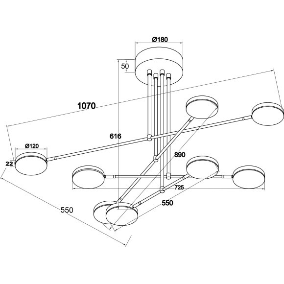 Потолочная люстра светодиодная Fad MOD070PL-L48B3K Потолочная люстра светодиодная Fad MOD070PL-L48B3K