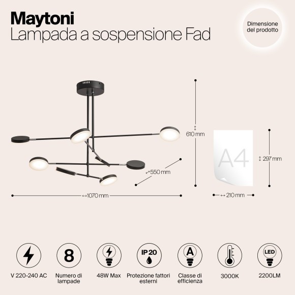 Потолочная люстра светодиодная Fad MOD070PL-L48B3K Потолочная люстра светодиодная Fad MOD070PL-L48B3K