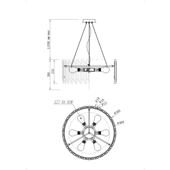 Люстра подвесная Maytoni MOD136PL-06BS Coliseo под лампы 6xE27 60W