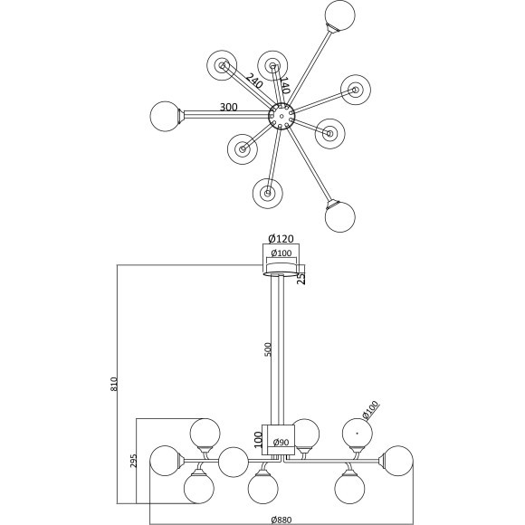 Люстра потолочная Freya FR5120PL-09G Alexis под лампы 9xG9 25W