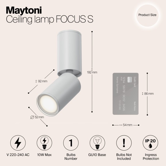 Накладной потолочный светильник Maytoni C051CL-01W Focus S под лампу 1xGU10 10W