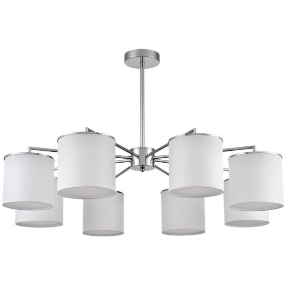 6591/8 CLASSI LN24 хром/белый, металл/текстиль Люстра подвесная E14 8*40W 220V SUNTORI