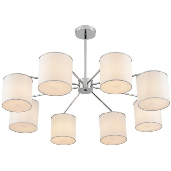 6591/8 CLASSI LN24 хром/белый, металл/текстиль Люстра подвесная E14 8*40W 220V SUNTORI