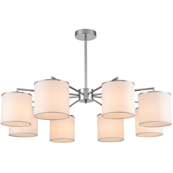 6591/8 CLASSI LN24 хром/белый, металл/текстиль Люстра подвесная E14 8*40W 220V SUNTORI