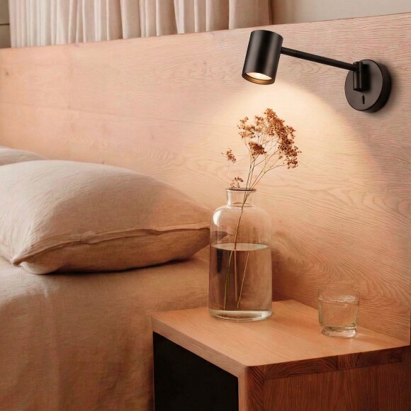 Прикроватный светильник Lightstar Loft 765677 черный, поворотный, под лампу GU10, с выключателем