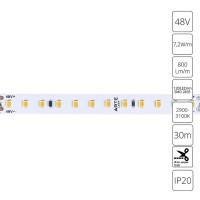 A4812010-03-3K Светодиодная лента 48В 7.2Вт/м 800Лм/м 3000К CRI 90+ 10мм SMD2835 120шт/м 30м IP20
