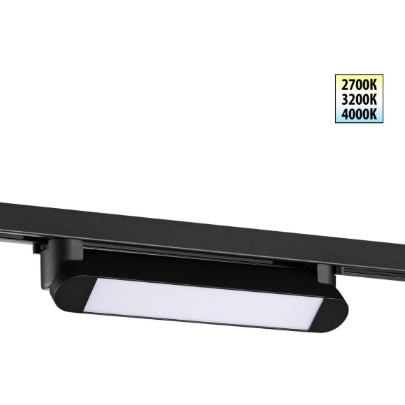 Novotech ITER 359795 Черный линейный поворотный однофазный трехжильный трековый светильник 26см, с CCT переключением цветовой температуры LED 12Вт 921Лм 110° CRI90 2700-3200-4000К IP20 220V