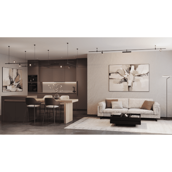 Crystal Lux CLT 0.37 001 10W BL SMART 1409/388 Черный трековый линейный поворотный светильник, для гибкой трек системы TRACE, 230x122x32мм, SMART 10Вт 850Лм 120°CRI90 2700-6500К IP20 48V