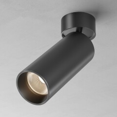 Maytoni C055CL-L20W2.7-3-4K-M-B Потолочный накладной поворотный черный светодиодный светильник цилиндр, CCT перекл. цветовой температуры, COB LED 20Вт 2310Лм 2700;3000;4000К CRI90 36° IP20 220В, диммируемые диоды Bridgelux (при смене блока питания)