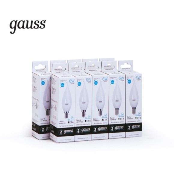 34126 Лампа Gauss Elementary Свеча на ветру 6W 450lm 4100K Е14 LED 1/10/50