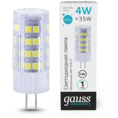 10724 Лампа Gauss Elementary G4 12V 4W 400lm 4100K керамика LED 1/10/200