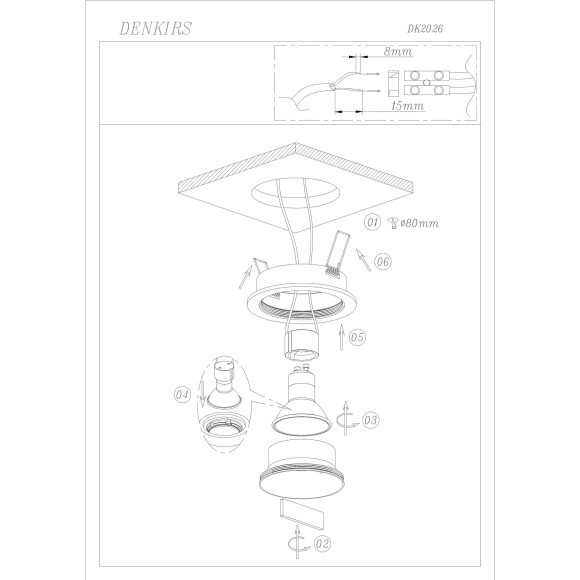 DK2026-WH Встраиваемый светильник IP20 макс 50Вт GU10 белый алюминий DK2026-WH Встраиваемый светильник IP20 макс 50Вт GU10 белый алюминий