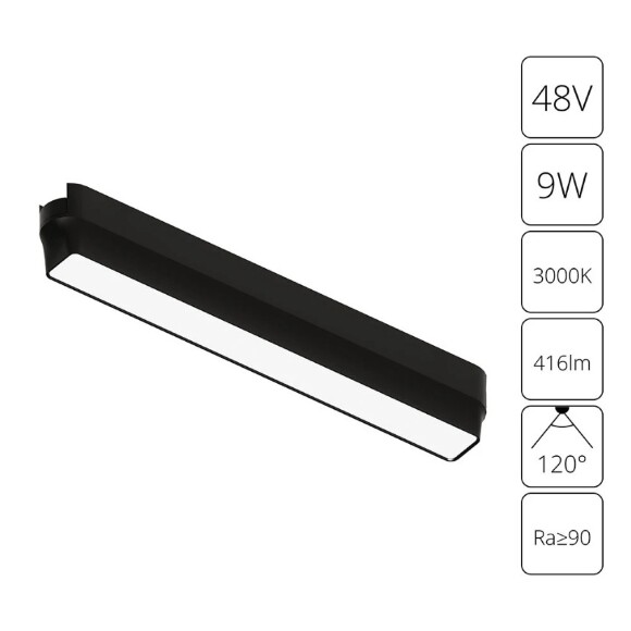 A1153PL-1BK Трековый магнитный светодиодный светильник Arte Lamp Rapid 48V CRI90+ 3000К 416Лм 120° 9Вт