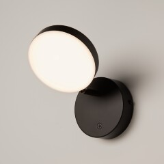 Maytoni Fad MOD070WL-L8B3K Настенный поворотный регулируемый светодиодный светильник (бра) с выключателем на основании, черный матовый металл, белый матовый рассеиватель, LED 6Вт 3000К 550Лм CRI80 120° IP20 220В