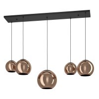 390388 EGLO CORDOBA Подвес с 5 лампами E27, 200Вт, сталь, стекло, черный, медный