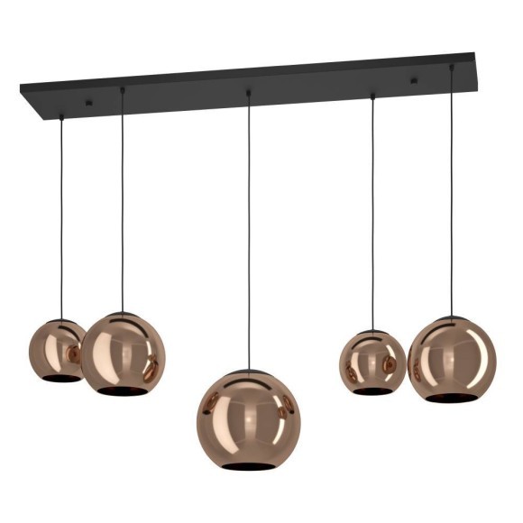 390388 EGLO CORDOBA Подвес с 5 лампами E27, 200Вт, сталь, стекло, черный, медный 390388 EGLO CORDOBA Подвес с 5 лампами E27, 200Вт, сталь, стекло, черный, медный