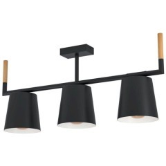 43611 Подвесной потолочный светильник (люстра) LACEY, 3Х40W, E27, L780, B160, H335, сталь/дерево, че