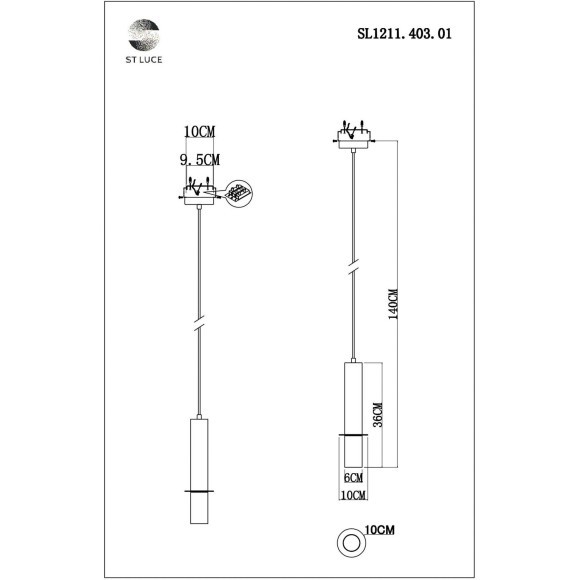 SL1211.403.01 Подвес ST-Luce Золотистый/Черный, Золотистый GU10 1*5W VARESE