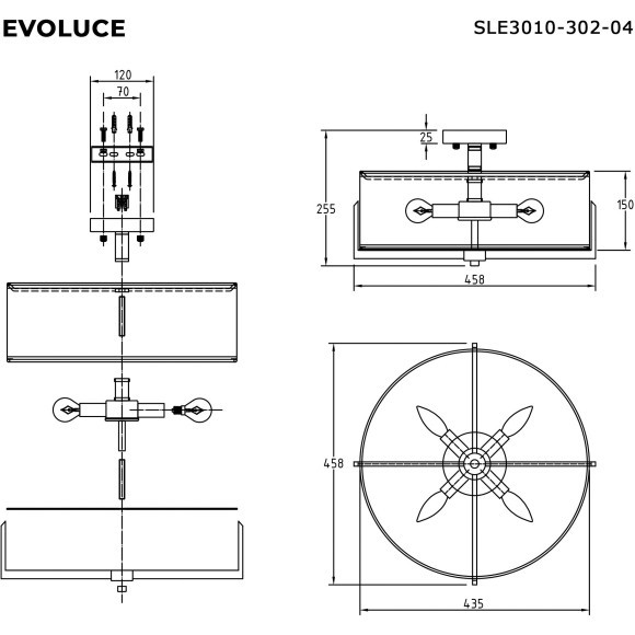 SLE3010-302-04 Светильник потолочный Латунь/Белый E27 4*60W LINTON