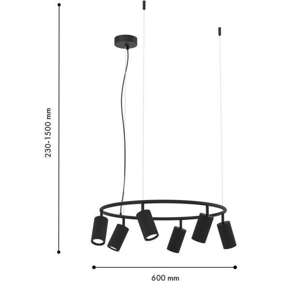 4635-6P, подвесная люстра, D600xH230/1500, 6xGU10x35W, excluded