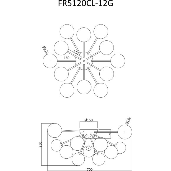 Люстра потолочная Freya FR5120CL-12G Alexis под лампы 12xG9 25W